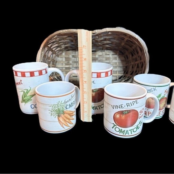 Sakura&Home Trends Farm Fresh Mug Set Carrots Corn Tomatoes Apples Strawberries - Picture 10 of 16